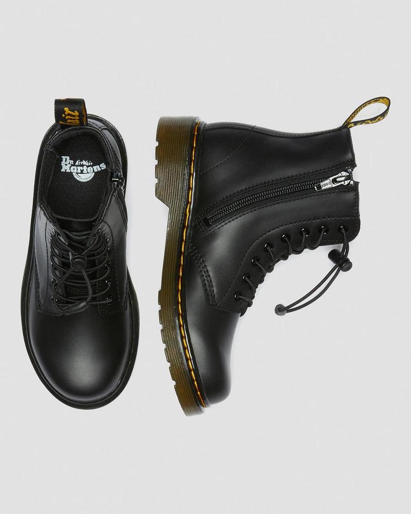 Black Kids' Dr Martens Junior 1460 Harper Leather Casual Boots | CA 659RVD